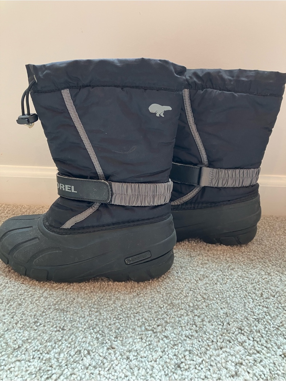 Sorel Kids Black and Gray Insulated Snow Boots